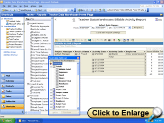 Billable activity report in Microsoft Outlook