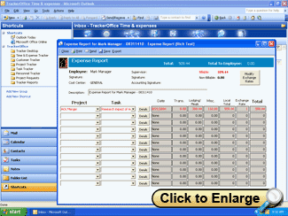 Expense report in Microsoft Outlook