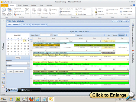 Project and task calendar in Outlook