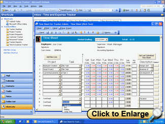 Microsoft Outlook time sheet