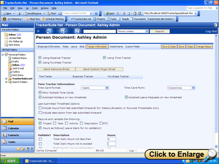 Individual timesheet rules in TrackerOffice