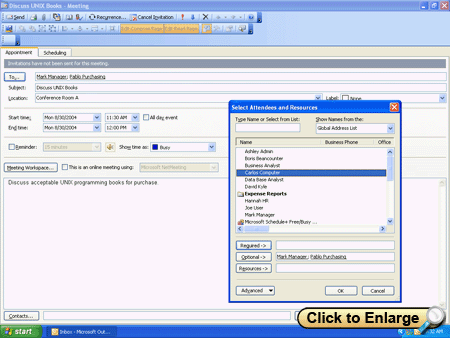 Open a window to a full screenshot of scheduling a meeting