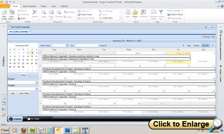 Open a window to a full screenshot of the Outlook Calendar in TrackerOffice