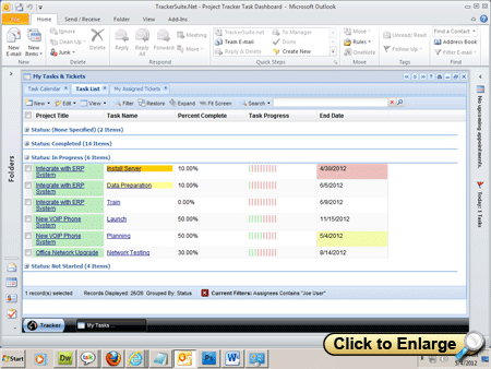 Managing tasks in Outlook with TrackerSuite.Net