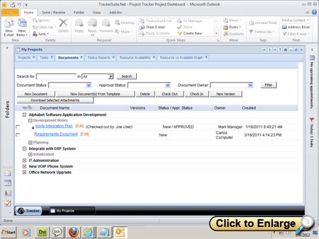 Project document management in Outlook with TrackerSuite.Net