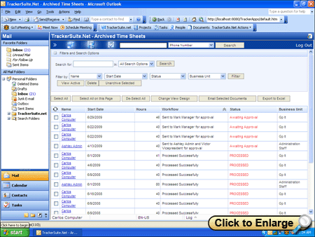 Outlook timesheet management