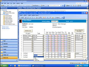 Outlook timesheet